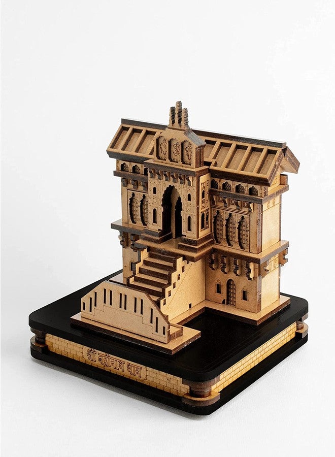 Amzgear Badrinath Temple in Wood | Wooden Shree Miniature 3D Handmade| Religious Decorative showpiece Decoration, Office and Gift (Badrinath) - Image 3