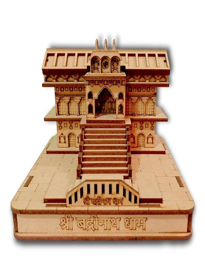 Amzgear Badrinath Temple in Wood | Wooden Shree Miniature 3D Handmade| Religious Decorative showpiece Decoration, Office and Gift (Badrinath) - Image 1