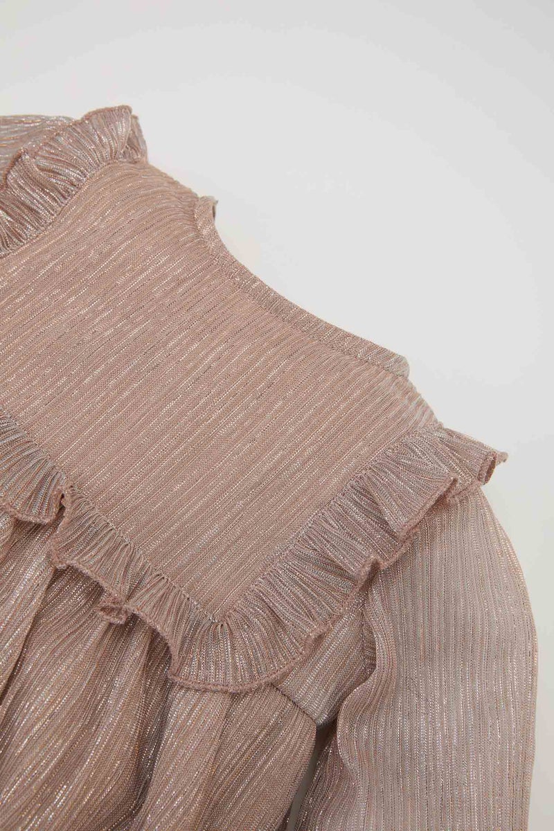 ديفاكتو فستان بيبي بناتي شيفون قصة عادية كم طويل بياقة مستديرة - Image 3