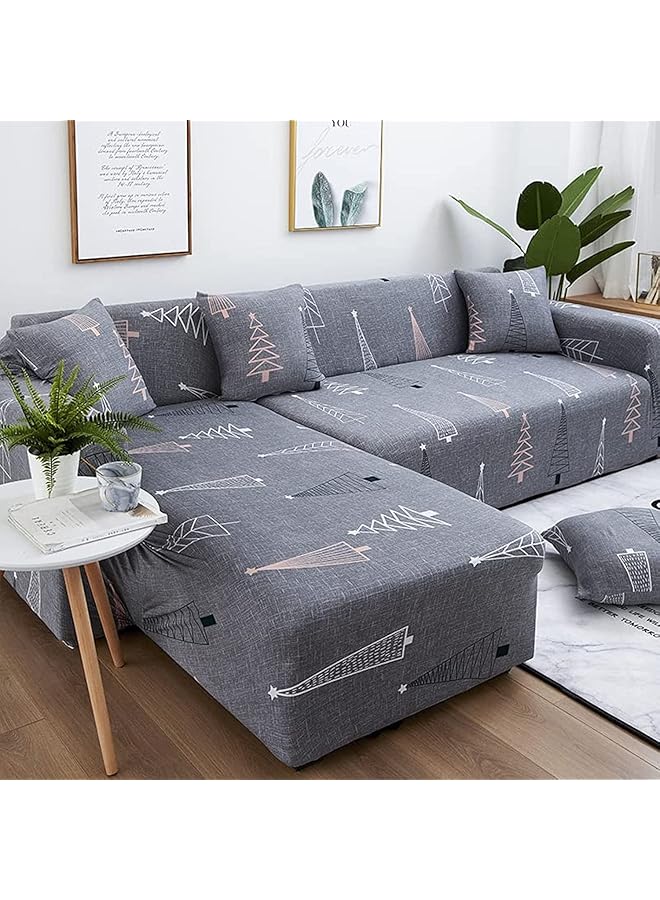 The Bros L-shaped Elastic Sofa Cover, All-inclusive Sofa Cover, Milk Silk Material, Smooth Without Wrinkles, Close To the Skin and Good Ventilation (Color 2,2 seater + 3 seater) - Image 1