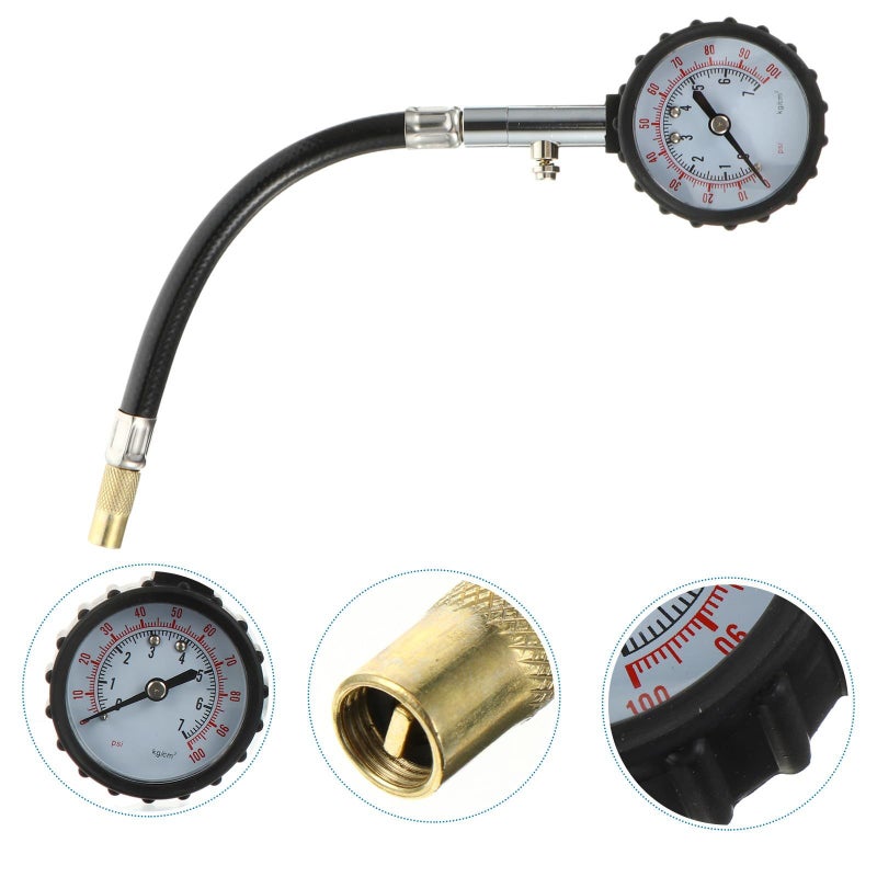 Car Tire Pressure Gauge With Flexible Hose High Precision Mechanical Air Inflator Meter For RV SUV Passenger Vehicles PSI Display - Image 5