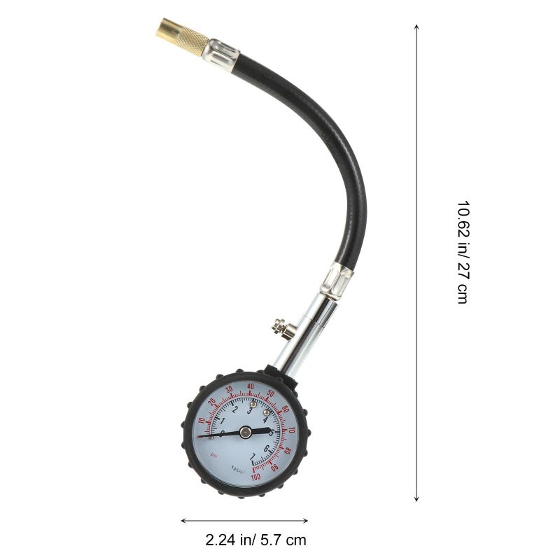 Car Tire Pressure Gauge With Flexible Hose High Precision Mechanical Air Inflator Meter For RV SUV Passenger Vehicles PSI Display - Image 3