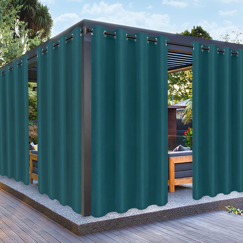 PureFit PureFit Outdoor Curtains for Patio Waterproof Weatherproof UV and Fade Resistant Outside Curtains for Gazebo Front Porch Pergola Sun Blocking Privacy Curtain 52W x 95L inch 1 Panel Teal 