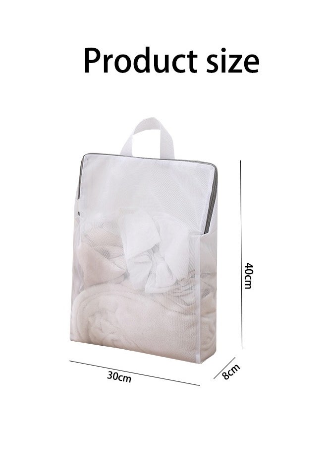 YIHANG 2Pcs Pore Laundry Bag with Handles Side Widening Zippered Garment Bags for Laundry Washing Machine Large Opening Delicate Wash Bag Filter Screen Coat Sweater Lingerie Sock Sheet White/Grey  - Image 2