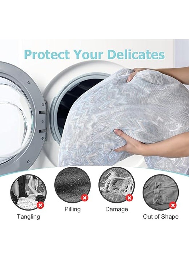 YIHANG 2Pcs Pore Laundry Bag with Handles Side Widening Zippered Garment Bags for Laundry Washing Machine Large Opening Delicate Wash Bag Filter Screen Coat Sweater Lingerie Sock Sheet White/Grey  - Image 4