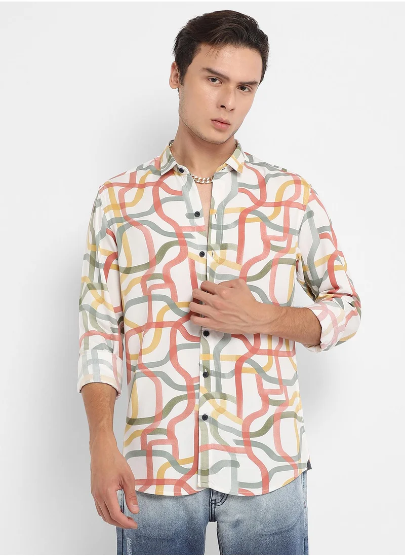 Campus Sutra Men's Multicolour Flowing Vines Shirt