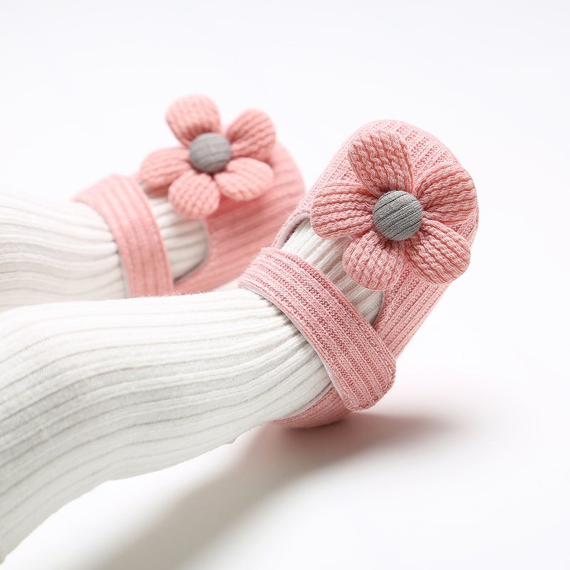 Floral Princess Baby Shoes Soft Sole pink flowers - Image 2