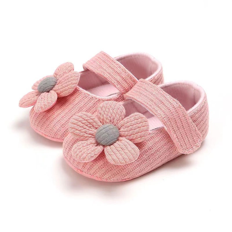 Floral Princess Baby Shoes Soft Sole pink flowers - Image 1