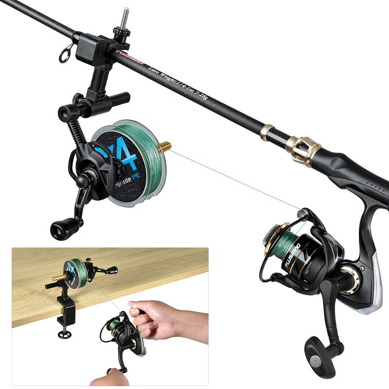 PLUSINNO Fishing Line Spooler with Unwinding Function, Fishing line Spooling Station Versatile for Both Thick & Thin Rods, Works with Spinning Reel, Cast Reel (Fishing Rod & Table Clamp Spooler) - Image 1