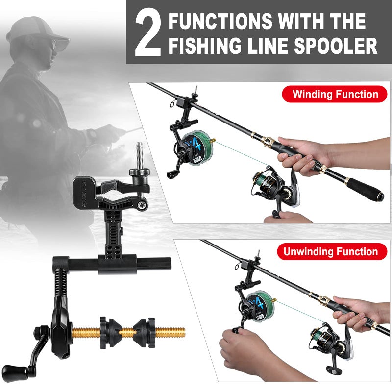 PLUSINNO Fishing Line Spooler with Unwinding Function, Fishing line Spooling Station Versatile for Both Thick & Thin Rods, Works with Spinning Reel, Cast Reel (Fishing Rod & Table Clamp Spooler) - Image 4