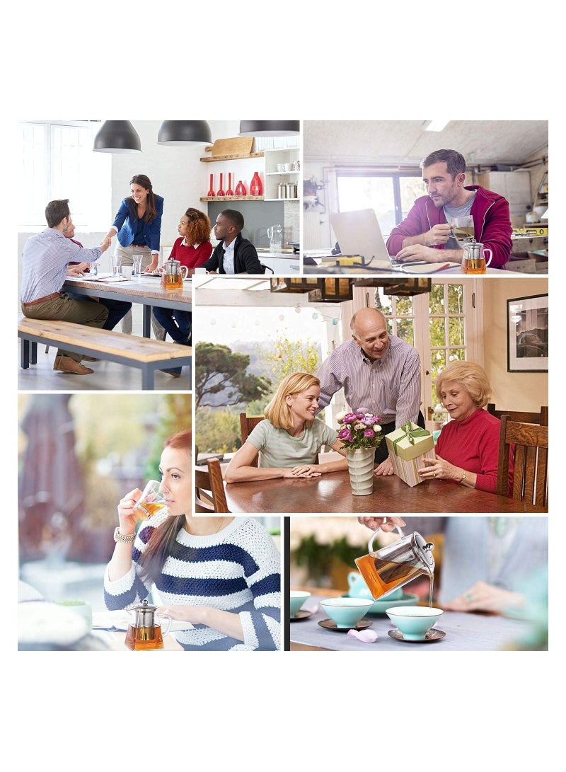 GGEROU 750 ml Square Glass Tea Pot, Borosilicate Glass Teapot, Loose Leaf Tea Kettle, Borosilicate Glass Heat Resistant Clear Leaf Teapot with Infuser Strainer for Microwavable and Stovetop Safe - Image 4