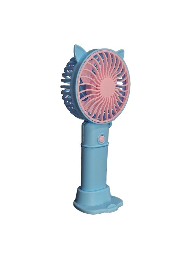 Generic - Mini handheld fan, cute design with small ears JY-1, Desk fan base and phone holder , small size and easy to carry in hand or put in bag, USB rechargeable battery, on/off button, one air speed, nice gift for kids - Image 1
