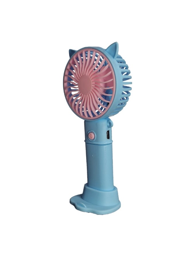Generic - Mini handheld fan, cute design with small ears JY-1, Desk fan base and phone holder , small size and easy to carry in hand or put in bag, USB rechargeable battery, on/off button, one air speed, nice gift for kids - Image 1