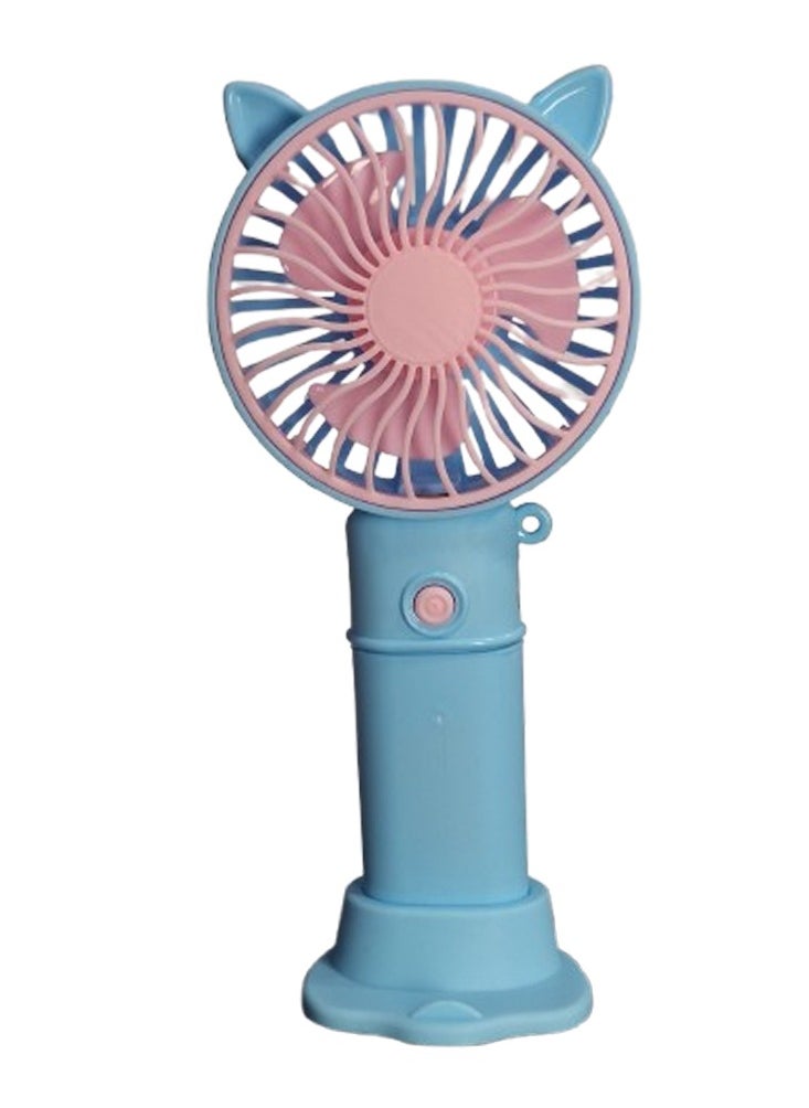 Generic - Mini handheld fan, cute design with small ears JY-1, Desk fan base and phone holder , small size and easy to carry in hand or put in bag, USB rechargeable battery, on/off button, one air speed, nice gift for kids - Image 1
