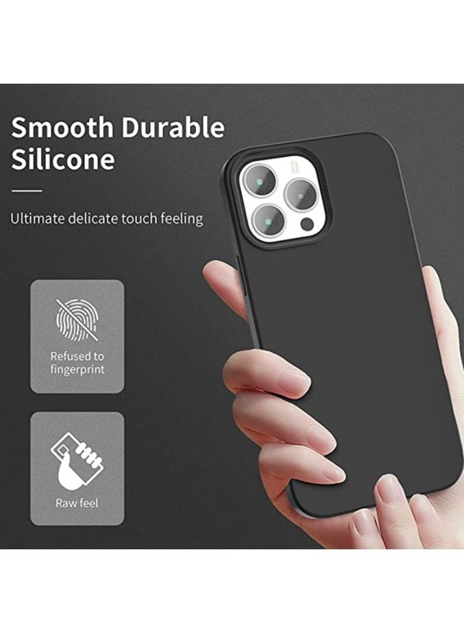 DUSALA Soft Liquid Silicon Case Compatible with iPhone 13 Pro Case,Shock-Proof Protective Case Matte Finish Cover designed for iPhone 13 Pro (2021)- Black - Image 4