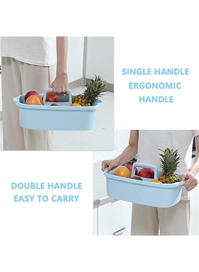 MIXDE Large Cleaning Supplies Caddy Portable Shower Basket Supply Organizer with Handle Plastic Bucket Tool Storage for Bathroom, Bedroom, Kitchen, College Dorm, Garden, Blue 2 Pack - Image 4