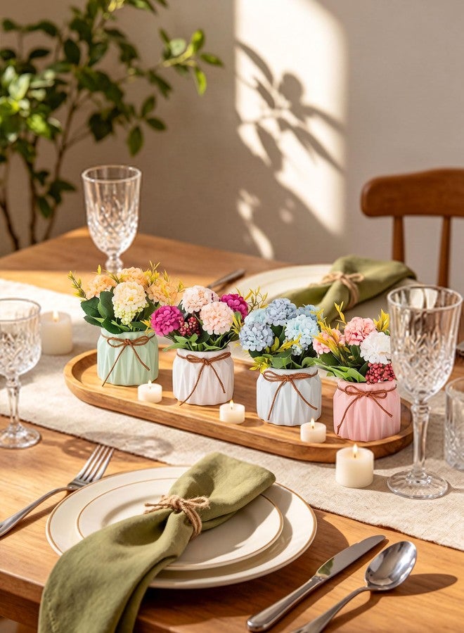 BLOSMON Fake Flowers in Vase for Centerpieces: 4 PCS 5.9 Inch Small Artificial Hydrangea with Vase Table Decor - Faux Floral Arrangements Desk Home Party Bathroom Office Decorations - Image 4