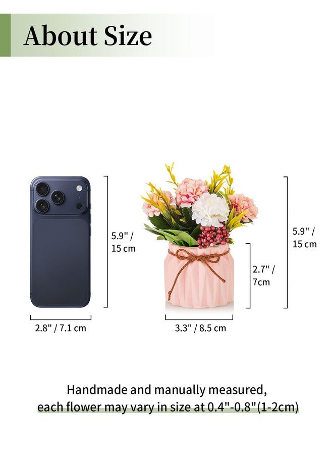BLOSMON Fake Flowers in Vase for Centerpieces: 4 PCS 5.9 Inch Small Artificial Hydrangea with Vase Table Decor - Faux Floral Arrangements Desk Home Party Bathroom Office Decorations - Image 2