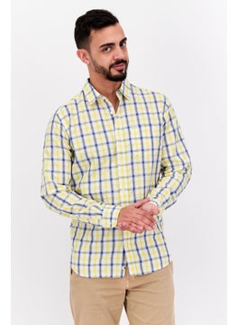 Pepe Jeans Men Regular Fit Plaid Long Sleeve Casual Shirt, Yellow Combo  - Image 1