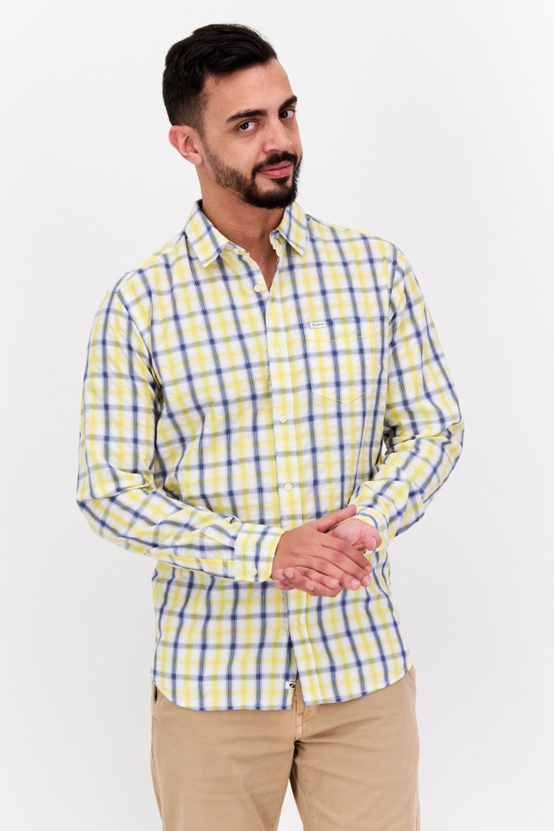 Pepe Jeans Men Regular Fit Checkered Long Sleeve Casual Shirt, Multicolor - Image 1