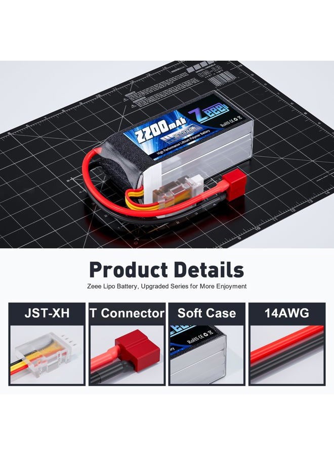 Zeee 3S Lipo Battery 2200mAh 11.1V 50C Shorty Pack Battery with Deans Plug for RC Car Truck Vehicles RC Boat RC Drone Airplane Quadcopter Helicopter FPV RC Hobby Models (2 Pack) - Image 3