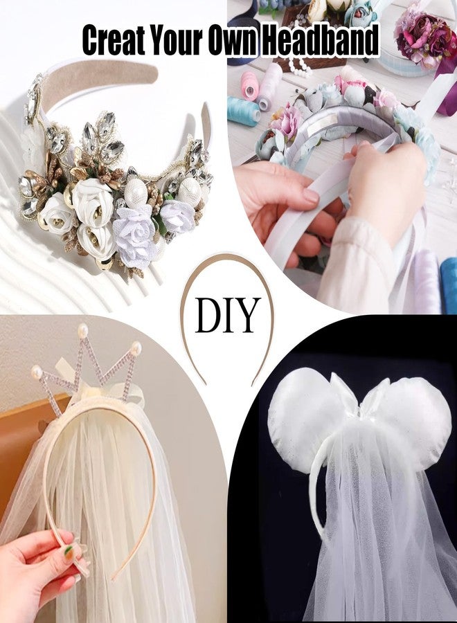 Semato White Headbands for Women and Girls 1 Inch Non-Slip Hair Bands Dseign DIY Craft Hair Accessories (White) - Image 3
