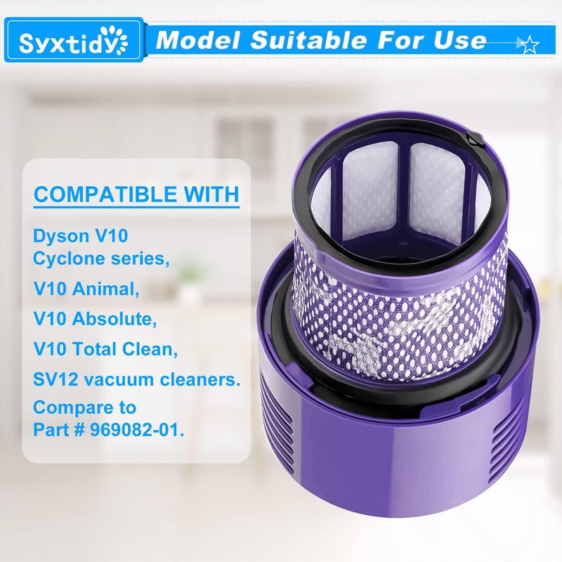 عبوتان من فلاتر الاستبدال المناسبة لسلسلة Dyson V10 Cyclone، وV10 Absolute، وV10 Animal، وV10 Total Clean، وSV12، لاستبدال رقم قطعة Dyson 969082-01 - Image 2