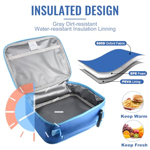 Genteen Lunch Box Kids,Insulated Lunch Bag Kids Boys Girls,Soft Bag Small Cooler Back to School Thermal Meal Tote Kit Lunch Box for School,Work,Outdoor (Blue) - Image 4