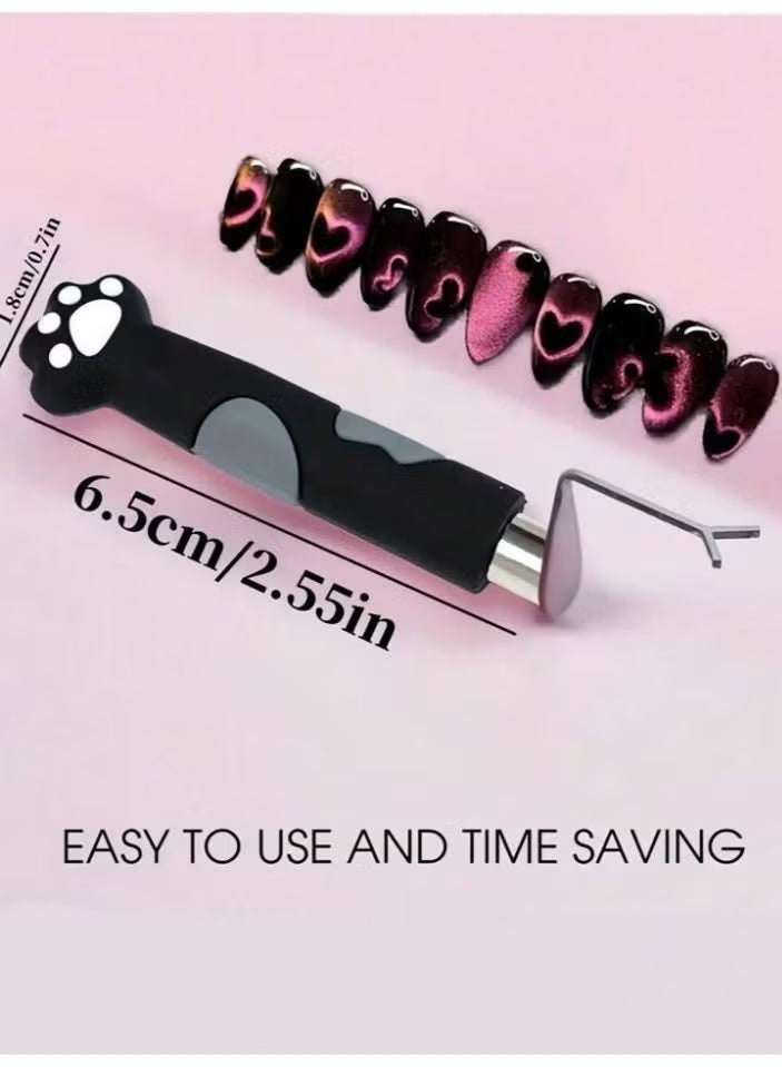 Double-ended magnetic tool for creating cat-eye designs on liquid cat-eye gel nail polish. - Image 5