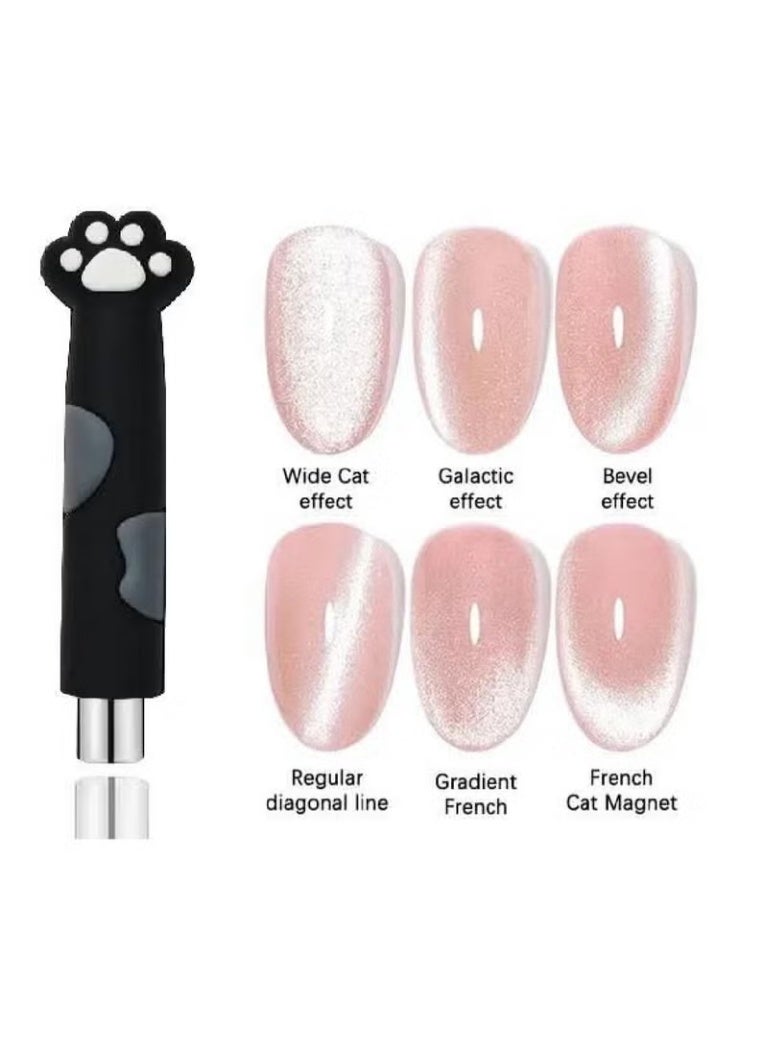 Double-ended magnetic tool for creating cat-eye designs on liquid cat-eye gel nail polish. - Image 1