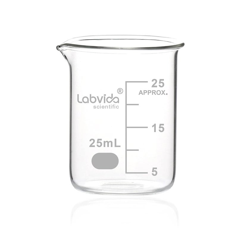 Labvida Upgrated 6 Size Low Form Glass Beaker Set, 25ml 50ml 100ml 250ml 500ml 1000ml, 3.3 Boro Glass beakers with Printed Graduation, LVA019 - Image 2
