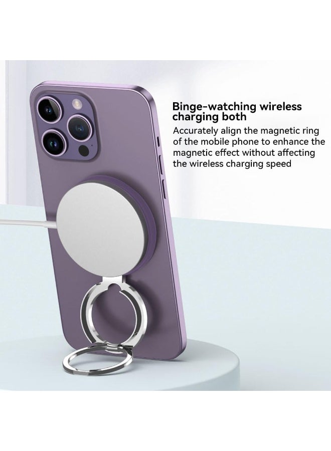 JZS Magnetic Phone Ring Holder, Phone Grip with Adjustable Kickstand, Polished Metal Cell Phone Ring Holder Compatible with iPhone 15/14/13/12 Series(Purple) - Image 4