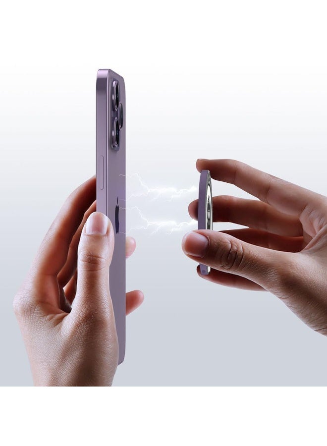 JZS Magnetic Phone Ring Holder, Phone Grip with Adjustable Kickstand, Polished Metal Cell Phone Ring Holder Compatible with iPhone 15/14/13/12 Series(Purple) - Image 5