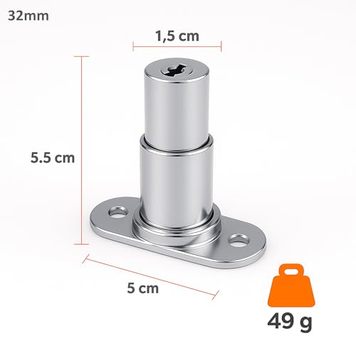 RAB Sliding Door Center Lock, Sliding Push Lock, for Furniture, Cabinet, Wardrobe (Code:- Centre Push, Size- 32mm, with 2 Keys, Pack of 4 PCS) - Image 3