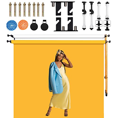 ZLY Double Roller Wall Mounting Manual Background Support System,Photo Background Ceiling Holder,for Photography, Live Streaming, Including 2 Double Hooks, 4 Expand Bars, 2 Chains，Eight Screws - Image 2