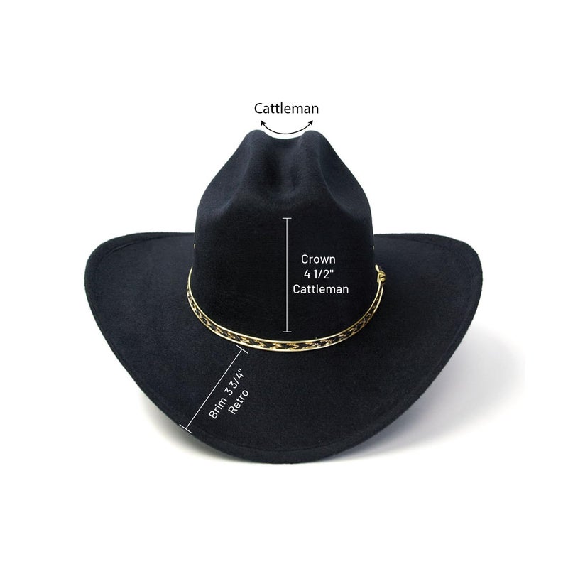 Western Express Felt Finish Cowboy Hat - Cattleman Style with Gold Hat Band | Cowboy & Cowgirl Hats for Men and Women - Image 4