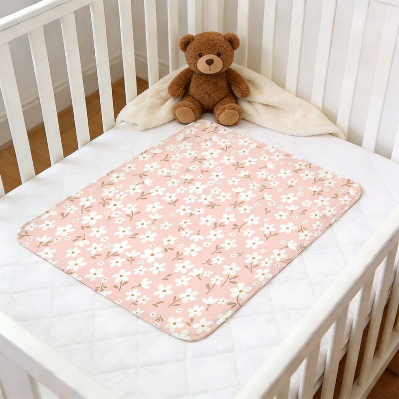 وسادة إعادة استخدام قابلة للانعكاس على شكل قلب بتصميم شبكي لنمط الزهور الربيعية، مانعة للتسرب، لحماية الفراش أثناء الدورة الشهرية والاستخدام المنزلي، وسادة تدريب الحيوانات الأليفة وعازلة، مقاس 39.37 × 59.06 بوصة. - Image 2