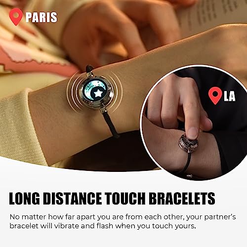 TOTWOO Long Distance Touch Bracelets for Couples, Vibration & Light up for Love Couples Bracelets | Long Distance Relationship Gifts for Girlfriend Bluetooth Pairing Jewelry - Image 2