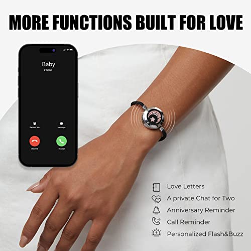 TOTWOO Long Distance Touch Bracelets for Couples, Vibration & Light up for Love Couples Bracelets | Long Distance Relationship Gifts for Girlfriend Bluetooth Pairing Jewelry - Image 3