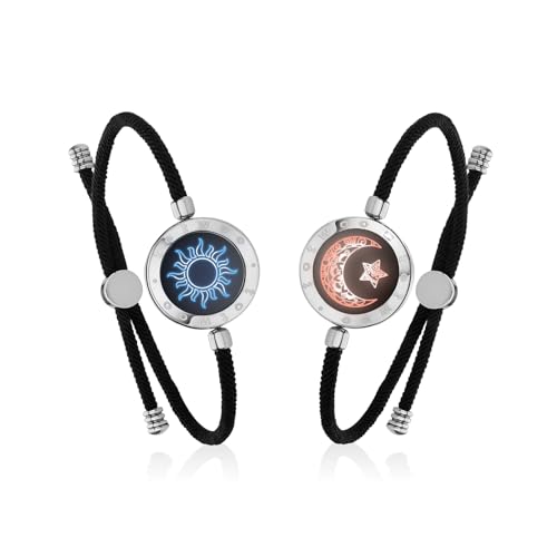 TOTWOO Long Distance Touch Bracelets for Couples, Vibration & Light up for Love Couples Bracelets | Long Distance Relationship Gifts for Girlfriend Bluetooth Pairing Jewelry - Image 1