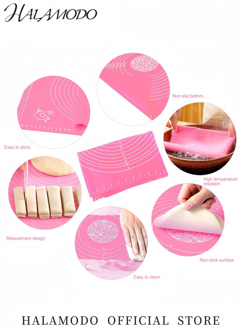 HALAMODO Silicone Baking Mat For Pastry Rolling Dough With Measurements 50 X 40Cm Kneading Bpa Free Nonstick And Non Slip Table Sheet Supplies Bake Pizza Cake Pink - Image 4