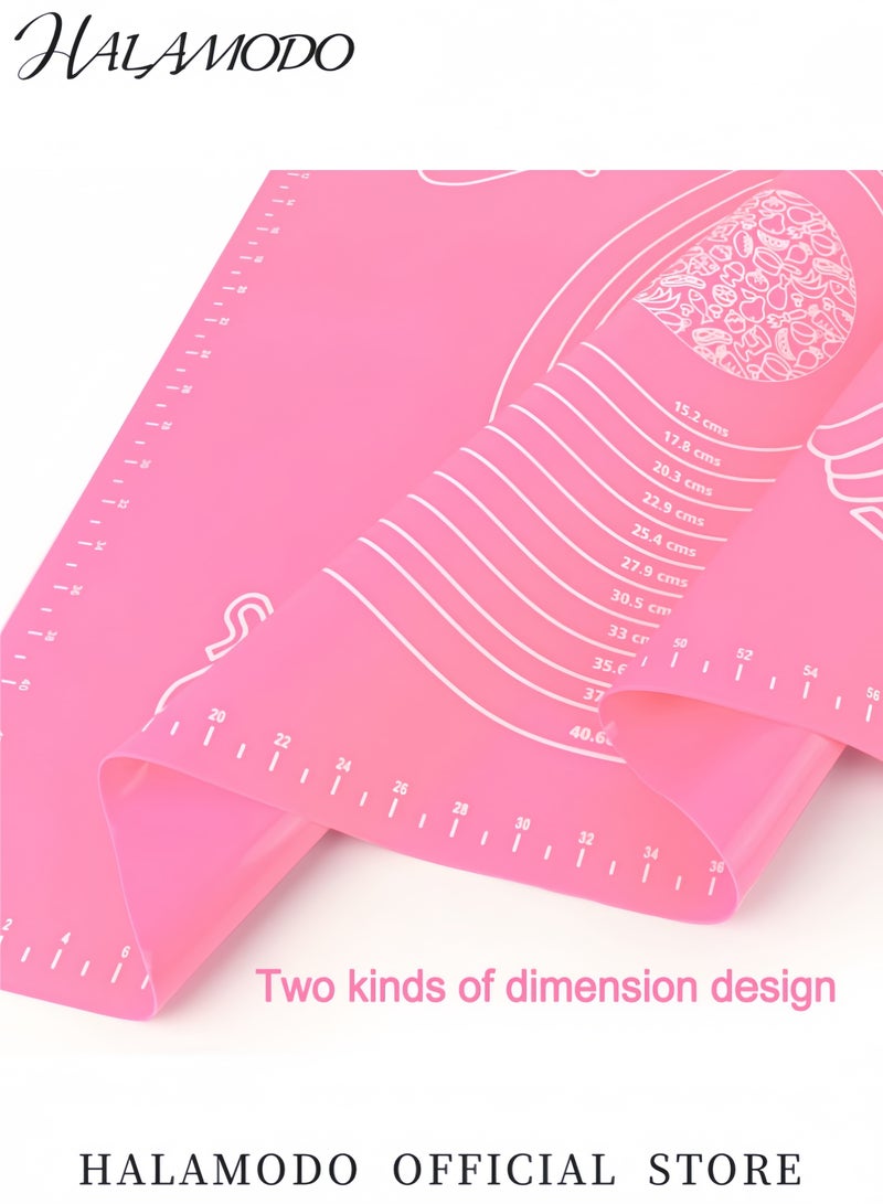 HALAMODO Silicone Baking Mat For Pastry Rolling Dough With Measurements 50 X 40Cm Kneading Bpa Free Nonstick And Non Slip Table Sheet Supplies Bake Pizza Cake Pink - Image 3