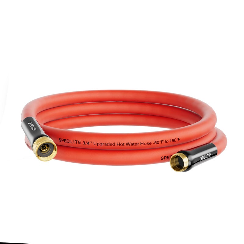 SPECILITE 34 HotCold Short Leader Garden Water Hose 10 ft 50190 Flexible Lightweight Rubber Pipes With 34 Brass Fittings for Yard Outdoor Farm Red - Image 2