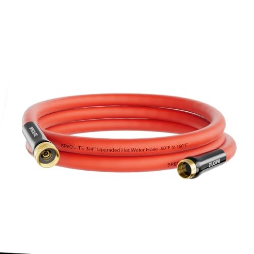 SPECILITE 34 HotCold Short Leader Garden Water Hose 10 ft 50190 Flexible Lightweight Rubber Pipes With 34 Brass Fittings for Yard Outdoor Farm Red - Image 1