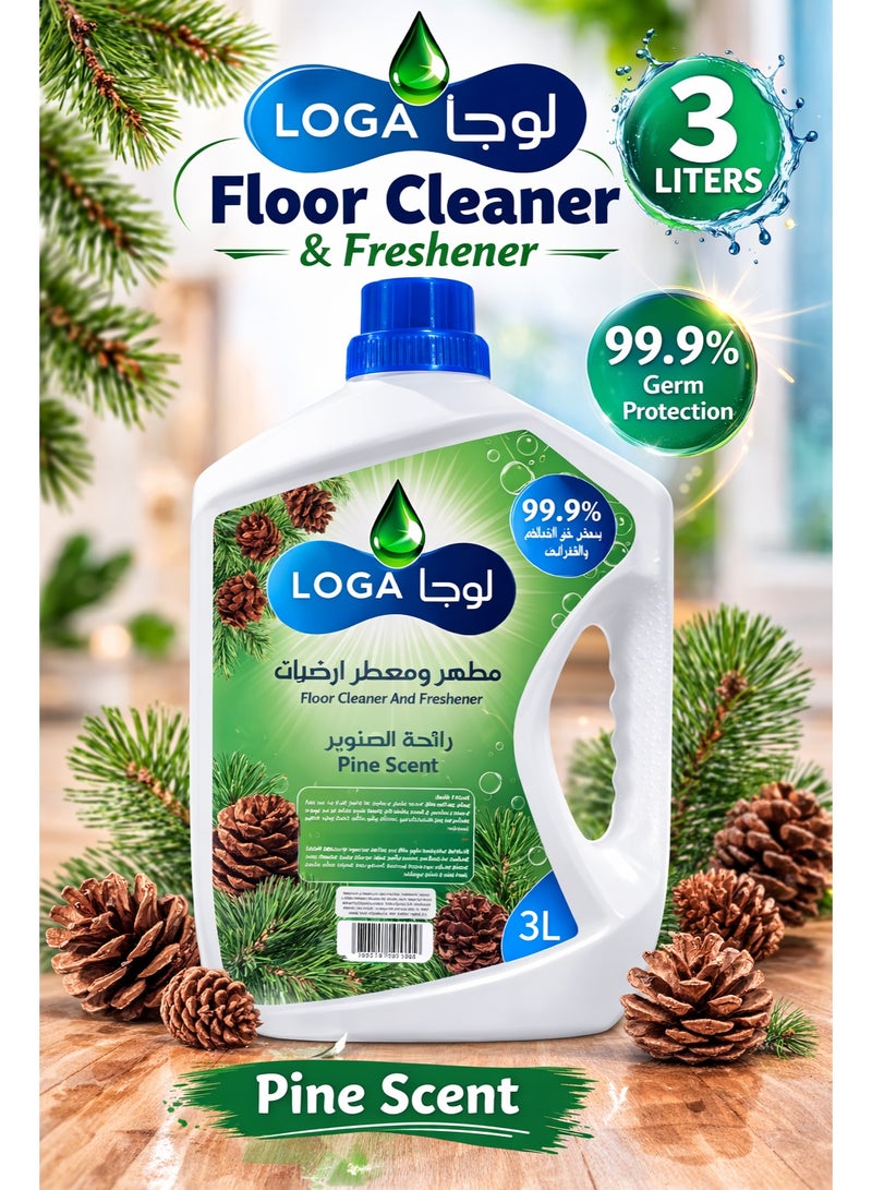 LOGA Floor Cleaner & Freshener 3 Liters – PINE Scent, 99.9% Germ Protection, Multi-Use Disinfectant for Tiles, Marble & Wood - Image 2
