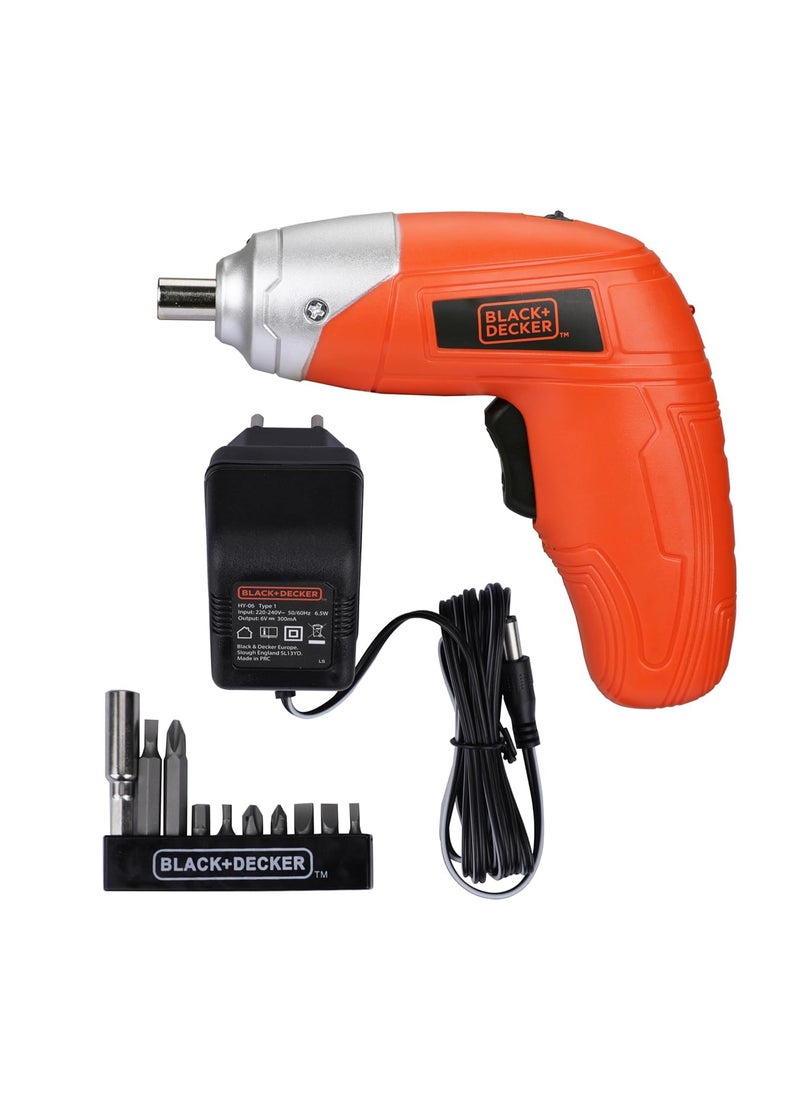 BLACK+DECKER BLACKDECKER KC3610 36V 200RPM Cordless Screwdriver Set NiCd NickelCadmium with LED Worklight 10pieces Screw Bits Set Adjustable Torque for Home DIY Use 1 Year Warranty ORANGE BLACK  - Image 1
