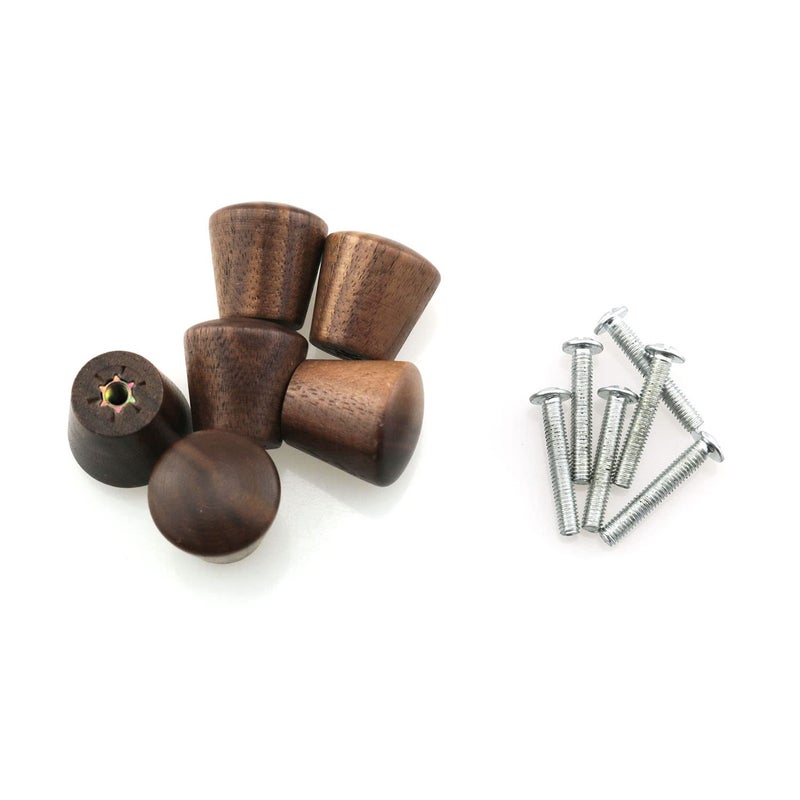 TAODAN 6pcs Natural Wood Cabinet Knob NutBrown Wooden Furniture Knobs 086x086 Cabinet Pull Handle Drawer Cupboard Knobs