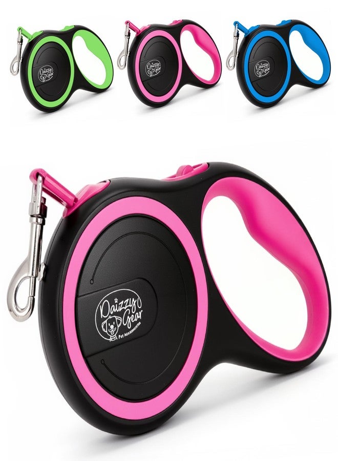 Daizzy Gear Retractable Dog Leash for Small, Medium & Large Dogs – Heavy-Duty, Tangle-Free, Reflective, 16FT Long, Anti-Slip Soft Handle with One-Hand Brake - 44 LBS /16FT - Small - Pink - Image 1