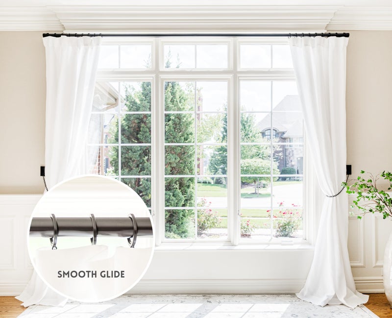 Blasthome Luxury Curtain Rings - Premium Metal With Quiet  Smooth Nylon Inserts - Pinhooks And Clips Included - 1 1/2"" Inside Diameter - 18 Rings For Two Standard Curtains - Tuxedo Black - Image 2