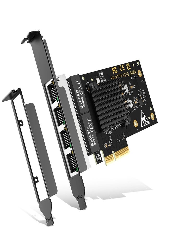 NICGIGA 4 Port 1Gb Base-T Network Card, I350 Controller, NICGIGA 4 x 1G PCIe Ethernet Adapter, 1Gbe RJ45 Port NIC Card, Windows 10/11/Windows Server/Linux - Image 1